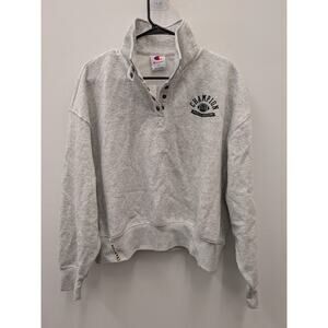 Champion Women’s Gray Snap Collar Pullover Sweatshirt Fleece Size Large